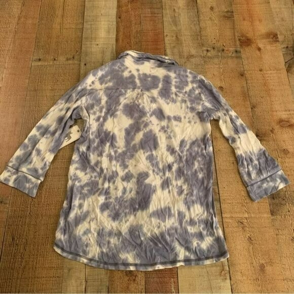 PJ salvage marine blue and white  1/2 sleeve button up Pajama top small NWTs - Picture 8 of 9